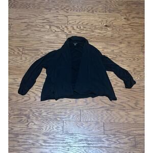 George Women's Black Draped Open Front Long Raunch Sleeve Cardigan, Size Large